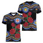Australia New South Wales Waratahs Women V-Neck T-Shirt Aboriginal Dot Art