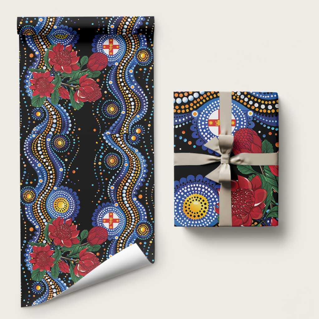 Australia New South Wales Waratahs Wrapping Paper Aboriginal Dot Art - Aussie Hoodie