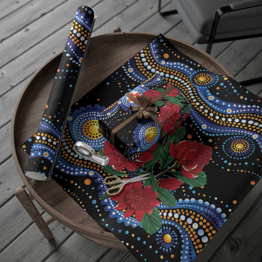 Australia New South Wales Waratahs Wrapping Paper Aboriginal Dot Art - Aussie Hoodie