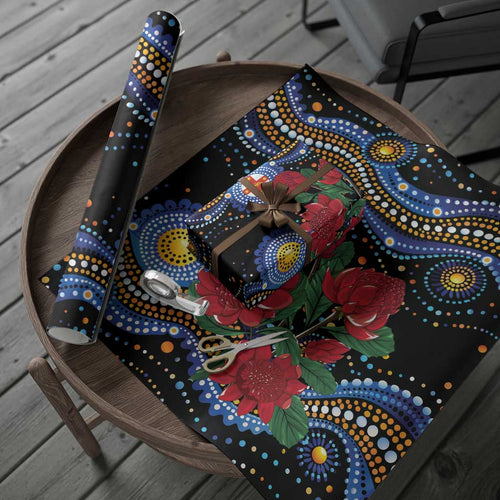 Australia New South Wales Waratahs Wrapping Paper Aboriginal Dot Art - Aussie Hoodie