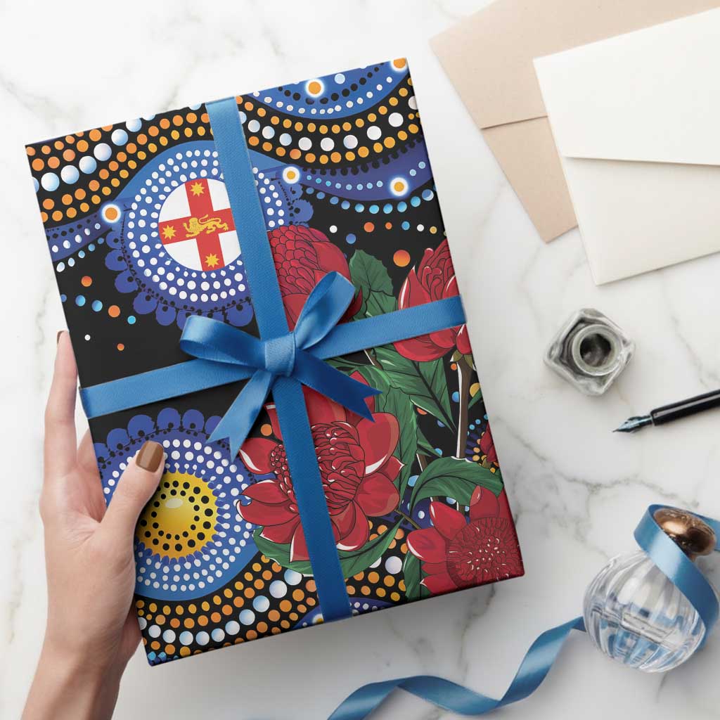 Australia New South Wales Waratahs Wrapping Paper Aboriginal Dot Art - Aussie Hoodie