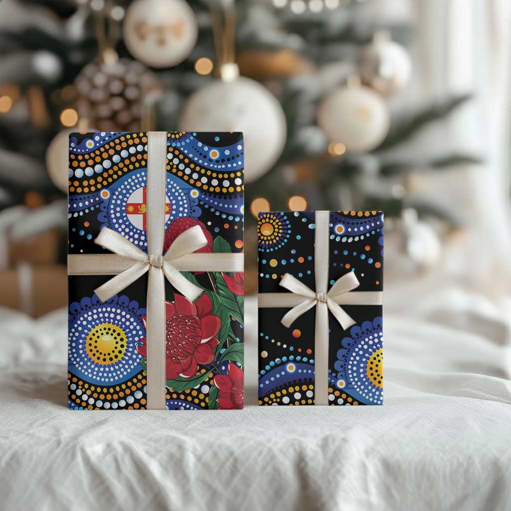 Australia New South Wales Waratahs Wrapping Paper Aboriginal Dot Art - Aussie Hoodie