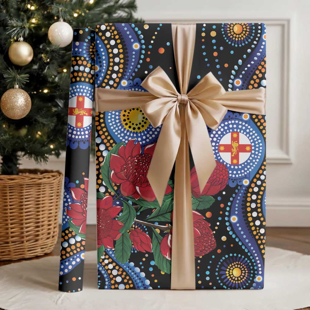 Australia New South Wales Waratahs Wrapping Paper Aboriginal Dot Art - Aussie Hoodie