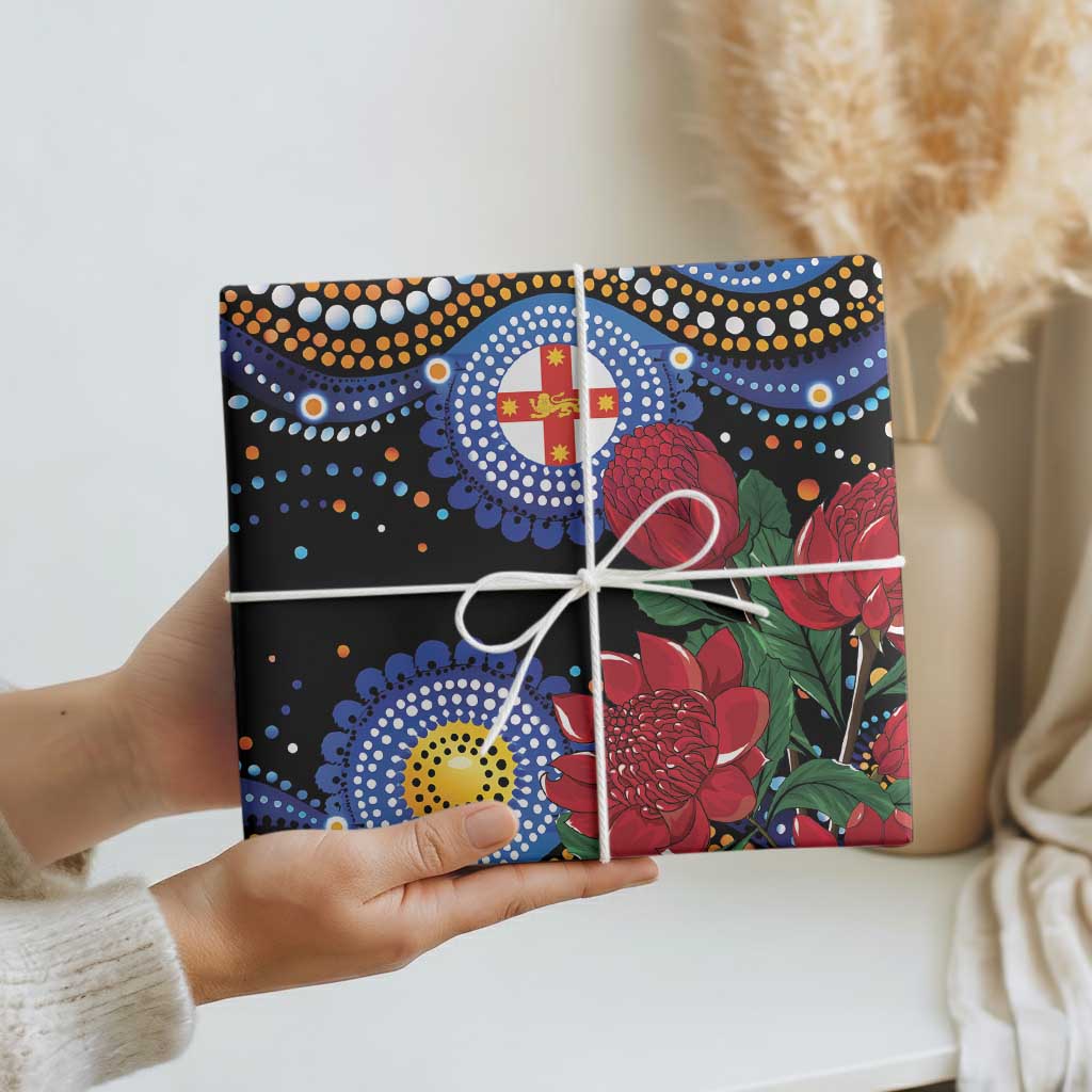 Australia New South Wales Waratahs Wrapping Paper Aboriginal Dot Art - Aussie Hoodie