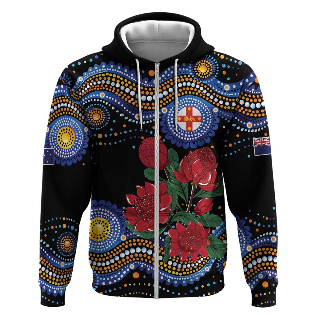 Australia New South Wales Waratahs Zip Hoodie Aboriginal Dot Art