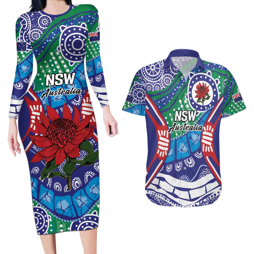 Australia New South Wales Couples Matching Long Sleeve Bodycon Dress and Hawaiian Shirt NSW Orta Recens Quam Pura Nites