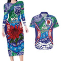 Australia New South Wales Couples Matching Long Sleeve Bodycon Dress and Hawaiian Shirt NSW Orta Recens Quam Pura Nites