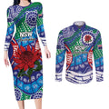 Australia New South Wales Couples Matching Long Sleeve Bodycon Dress and Long Sleeve Button Shirt NSW Orta Recens Quam Pura Nites