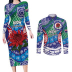 Australia New South Wales Couples Matching Long Sleeve Bodycon Dress and Long Sleeve Button Shirt NSW Orta Recens Quam Pura Nites