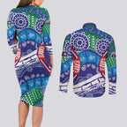 Australia New South Wales Couples Matching Long Sleeve Bodycon Dress and Long Sleeve Button Shirt NSW Orta Recens Quam Pura Nites