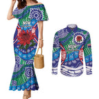 Australia New South Wales Couples Matching Mermaid Dress and Long Sleeve Button Shirt NSW Orta Recens Quam Pura Nites