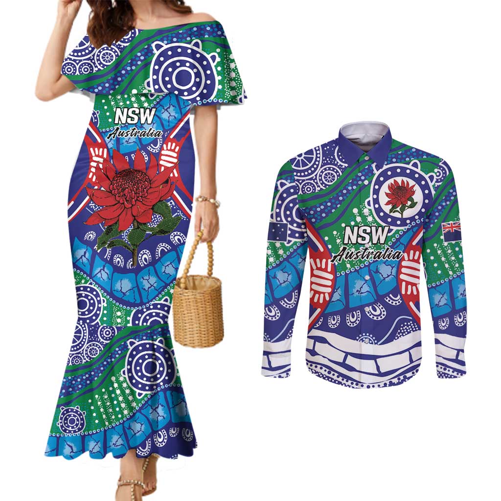 Australia New South Wales Couples Matching Mermaid Dress and Long Sleeve Button Shirt NSW Orta Recens Quam Pura Nites