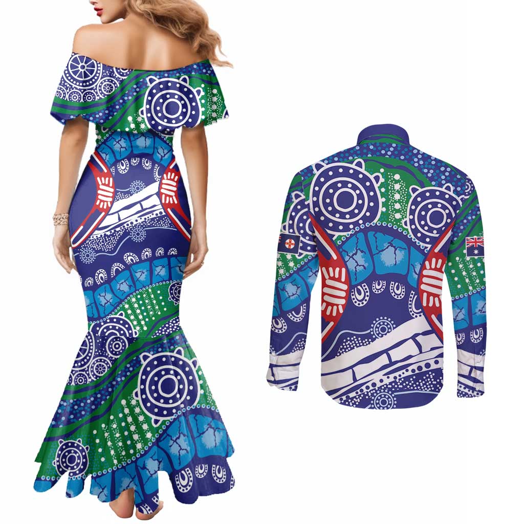 Australia New South Wales Couples Matching Mermaid Dress and Long Sleeve Button Shirt NSW Orta Recens Quam Pura Nites