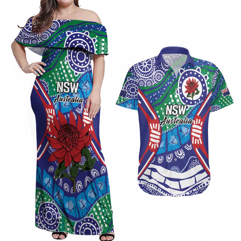 Australia New South Wales Couples Matching Off Shoulder Maxi Dress and Hawaiian Shirt NSW Orta Recens Quam Pura Nites
