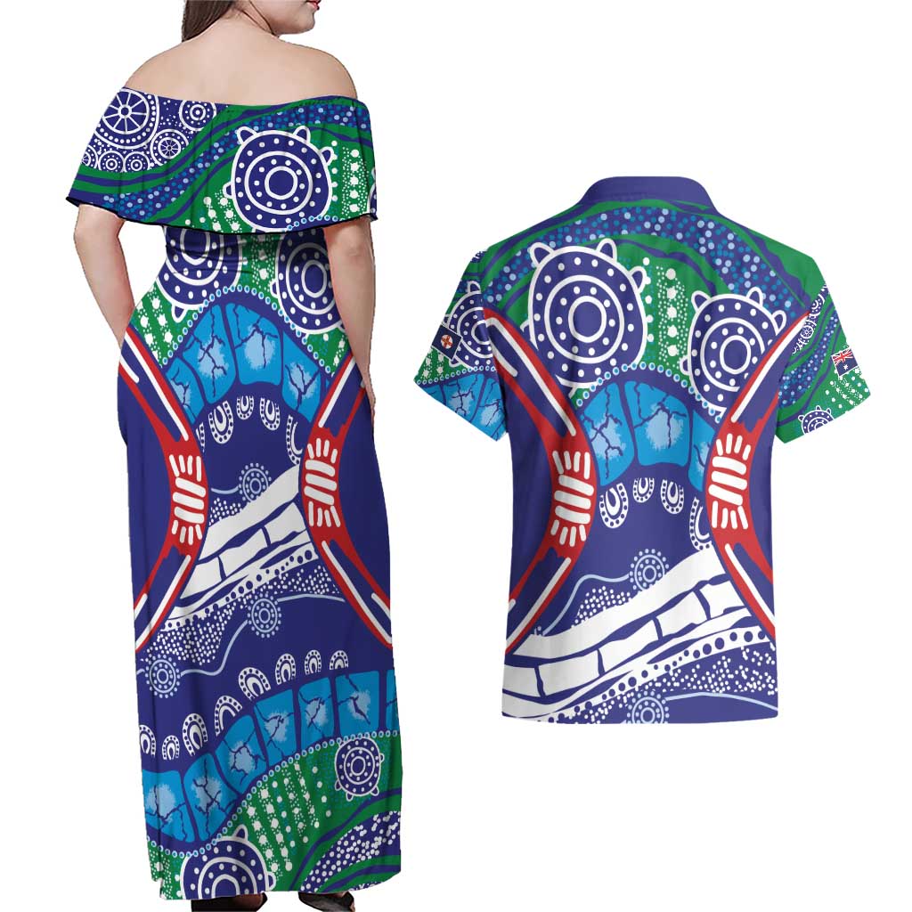 Australia New South Wales Couples Matching Off Shoulder Maxi Dress and Hawaiian Shirt NSW Orta Recens Quam Pura Nites
