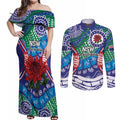 Australia New South Wales Couples Matching Off Shoulder Maxi Dress and Long Sleeve Button Shirt NSW Orta Recens Quam Pura Nites