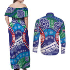 Australia New South Wales Couples Matching Off Shoulder Maxi Dress and Long Sleeve Button Shirt NSW Orta Recens Quam Pura Nites