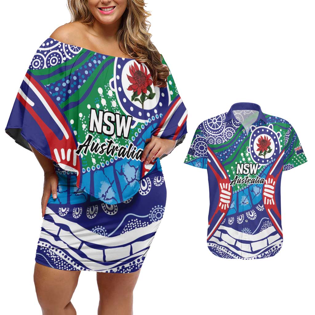 Australia New South Wales Couples Matching Off Shoulder Short Dress and Hawaiian Shirt NSW Orta Recens Quam Pura Nites