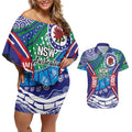 Australia New South Wales Couples Matching Off Shoulder Short Dress and Hawaiian Shirt NSW Orta Recens Quam Pura Nites