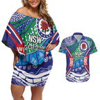Australia New South Wales Couples Matching Off Shoulder Short Dress and Hawaiian Shirt NSW Orta Recens Quam Pura Nites