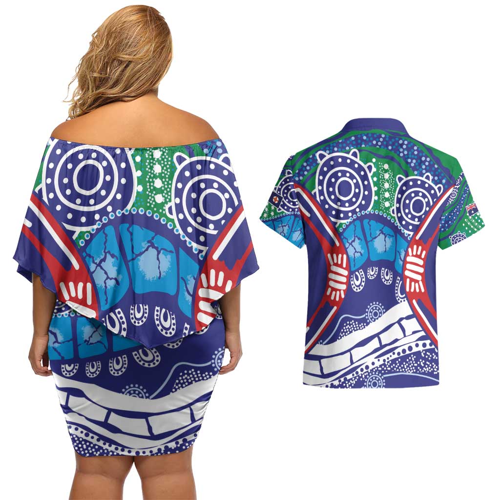 Australia New South Wales Couples Matching Off Shoulder Short Dress and Hawaiian Shirt NSW Orta Recens Quam Pura Nites
