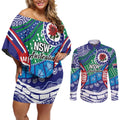 Australia New South Wales Couples Matching Off Shoulder Short Dress and Long Sleeve Button Shirt NSW Orta Recens Quam Pura Nites