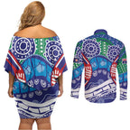 Australia New South Wales Couples Matching Off Shoulder Short Dress and Long Sleeve Button Shirt NSW Orta Recens Quam Pura Nites