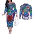 Australia New South Wales Couples Matching Off The Shoulder Long Sleeve Dress and Long Sleeve Button Shirt NSW Orta Recens Quam Pura Nites