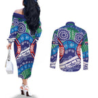 Australia New South Wales Couples Matching Off The Shoulder Long Sleeve Dress and Long Sleeve Button Shirt NSW Orta Recens Quam Pura Nites