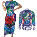 Australia New South Wales Couples Matching Short Sleeve Bodycon Dress and Long Sleeve Button Shirt NSW Orta Recens Quam Pura Nites