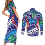 Australia New South Wales Couples Matching Short Sleeve Bodycon Dress and Long Sleeve Button Shirt NSW Orta Recens Quam Pura Nites