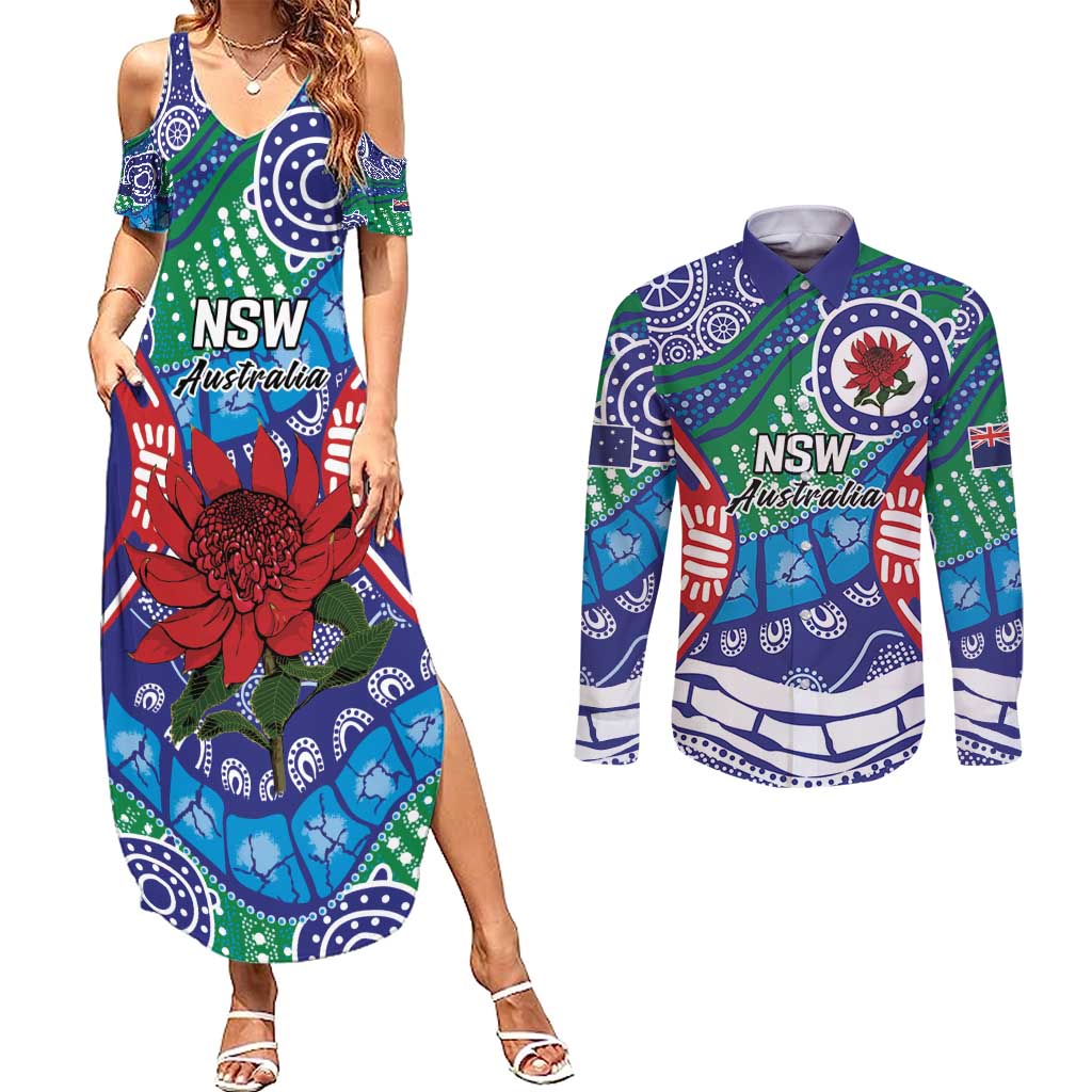 Australia New South Wales Couples Matching Summer Maxi Dress and Long Sleeve Button Shirt NSW Orta Recens Quam Pura Nites