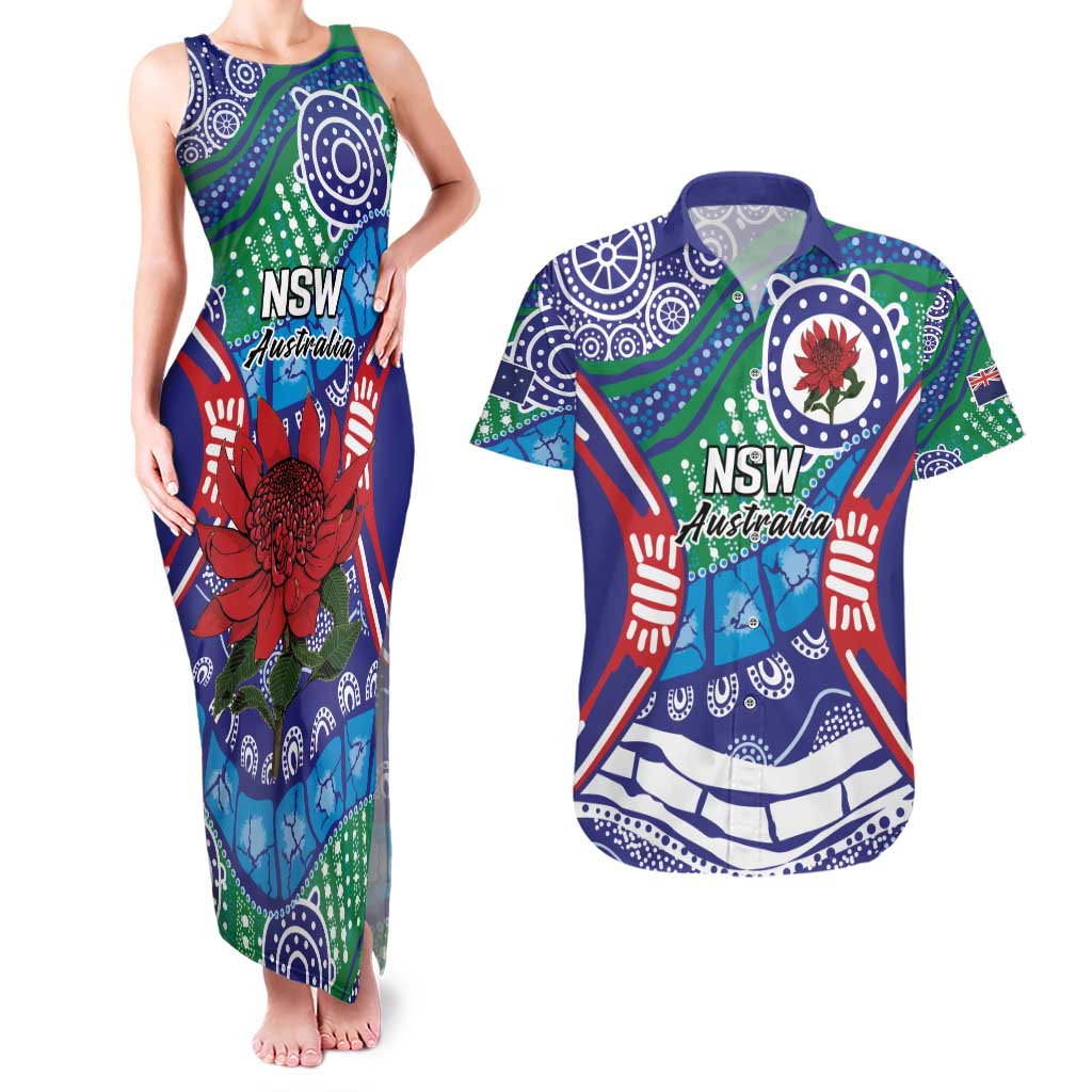 Australia New South Wales Couples Matching Tank Maxi Dress and Hawaiian Shirt NSW Orta Recens Quam Pura Nites
