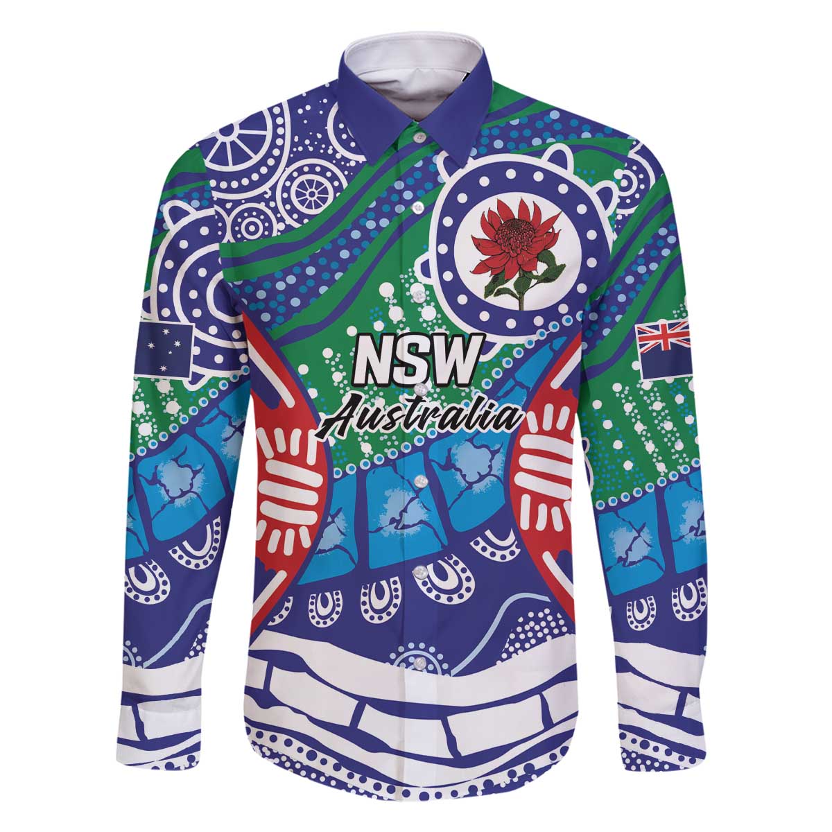 Australia New South Wales Family Matching Off The Shoulder Long Sleeve Dress and Hawaiian Shirt NSW Orta Recens Quam Pura Nites