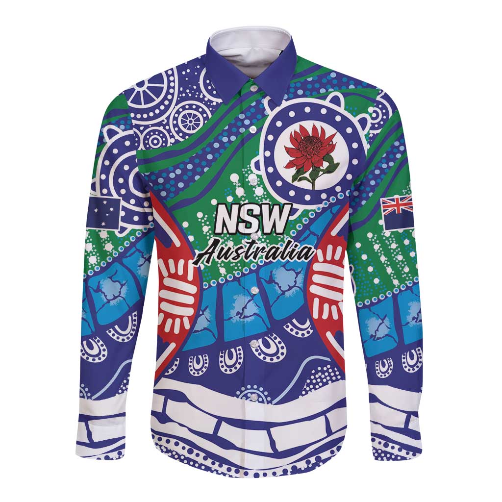 Australia New South Wales Long Sleeve Button Shirt NSW Orta Recens Quam Pura Nites