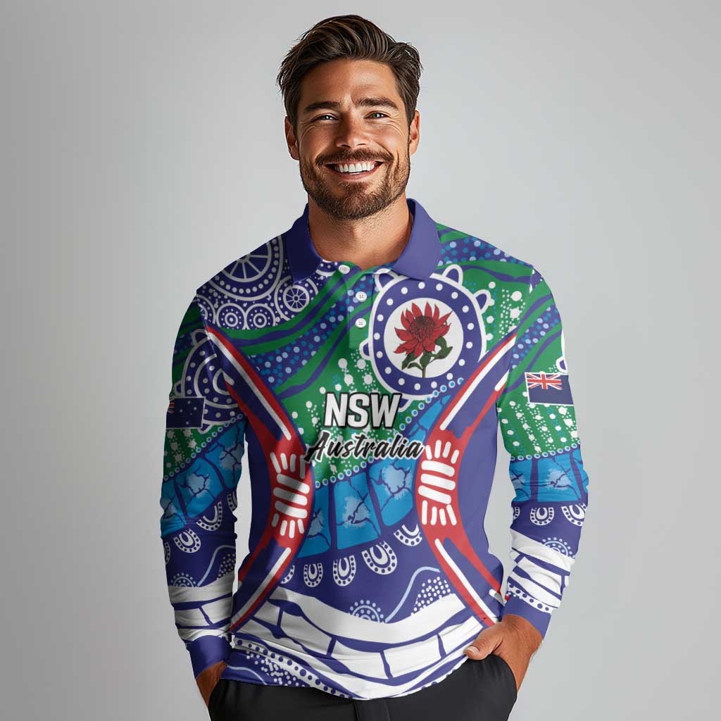 Australia New South Wales Long Sleeve Polo Shirt NSW Orta Recens Quam Pura Nites