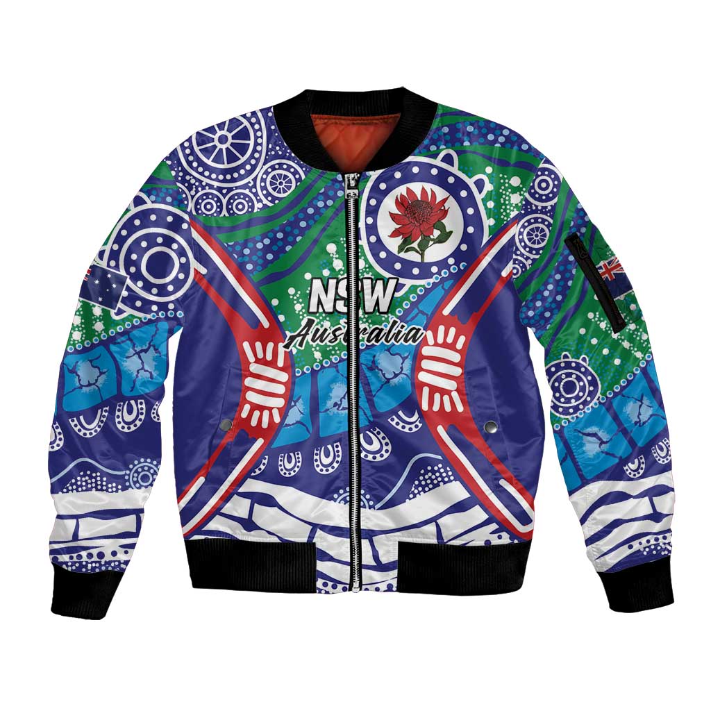 Australia New South Wales Sleeve Zip Bomber Jacket NSW Orta Recens Quam Pura Nites