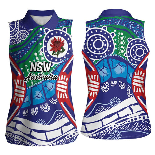 Australia New South Wales Women Sleeveless Polo Shirt NSW Orta Recens Quam Pura Nites