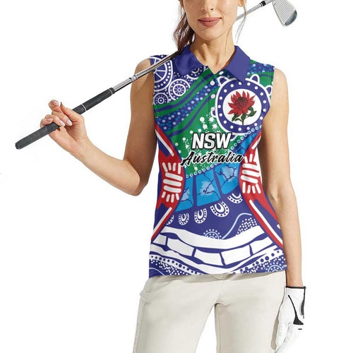 Australia New South Wales Women Sleeveless Polo Shirt NSW Orta Recens Quam Pura Nites
