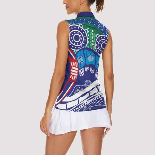 Australia New South Wales Women Sleeveless Polo Shirt NSW Orta Recens Quam Pura Nites