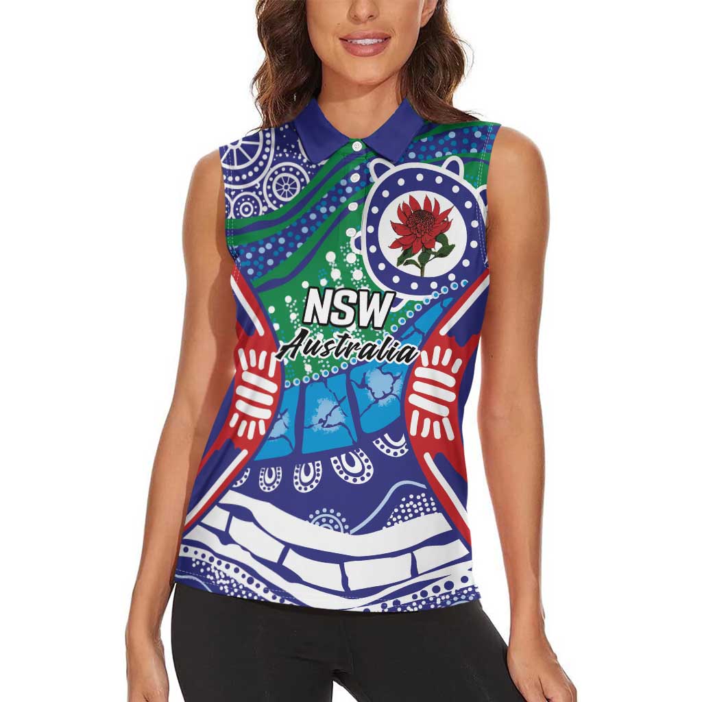 Australia New South Wales Women Sleeveless Polo Shirt NSW Orta Recens Quam Pura Nites