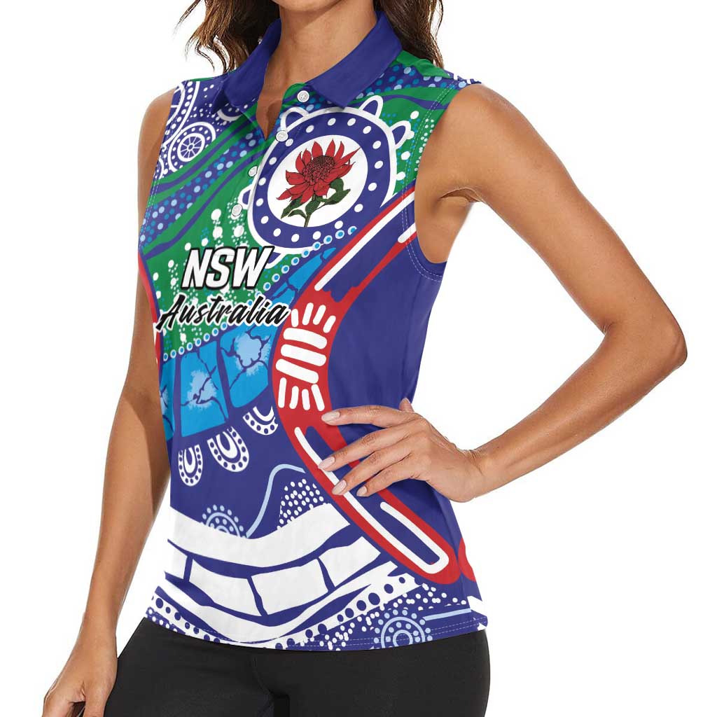 Australia New South Wales Women Sleeveless Polo Shirt NSW Orta Recens Quam Pura Nites