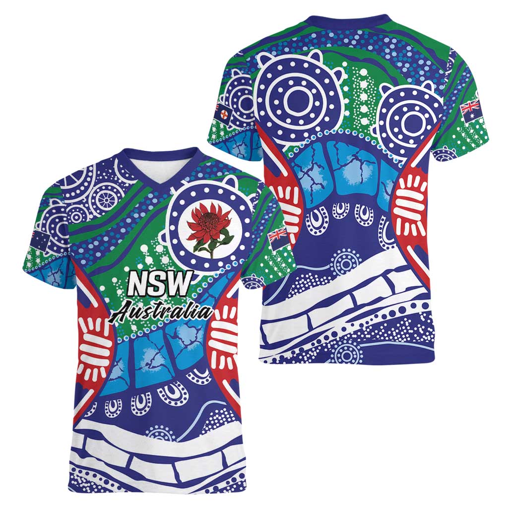 Australia New South Wales Women V-Neck T-Shirt NSW Orta Recens Quam Pura Nites