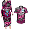 Australia Queensland Audax at Fidelis Couples Matching Long Sleeve Bodycon Dress and Hawaiian Shirt