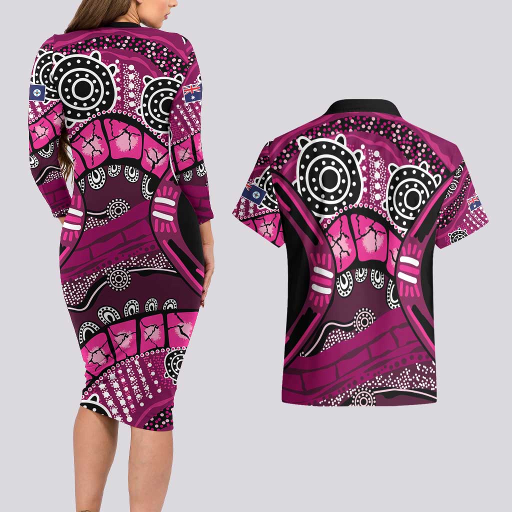Australia Queensland Audax at Fidelis Couples Matching Long Sleeve Bodycon Dress and Hawaiian Shirt