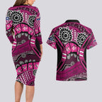 Australia Queensland Audax at Fidelis Couples Matching Long Sleeve Bodycon Dress and Hawaiian Shirt