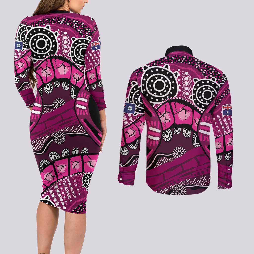 Australia Queensland Audax at Fidelis Couples Matching Long Sleeve Bodycon Dress and Long Sleeve Button Shirt