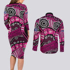 Australia Queensland Audax at Fidelis Couples Matching Long Sleeve Bodycon Dress and Long Sleeve Button Shirt