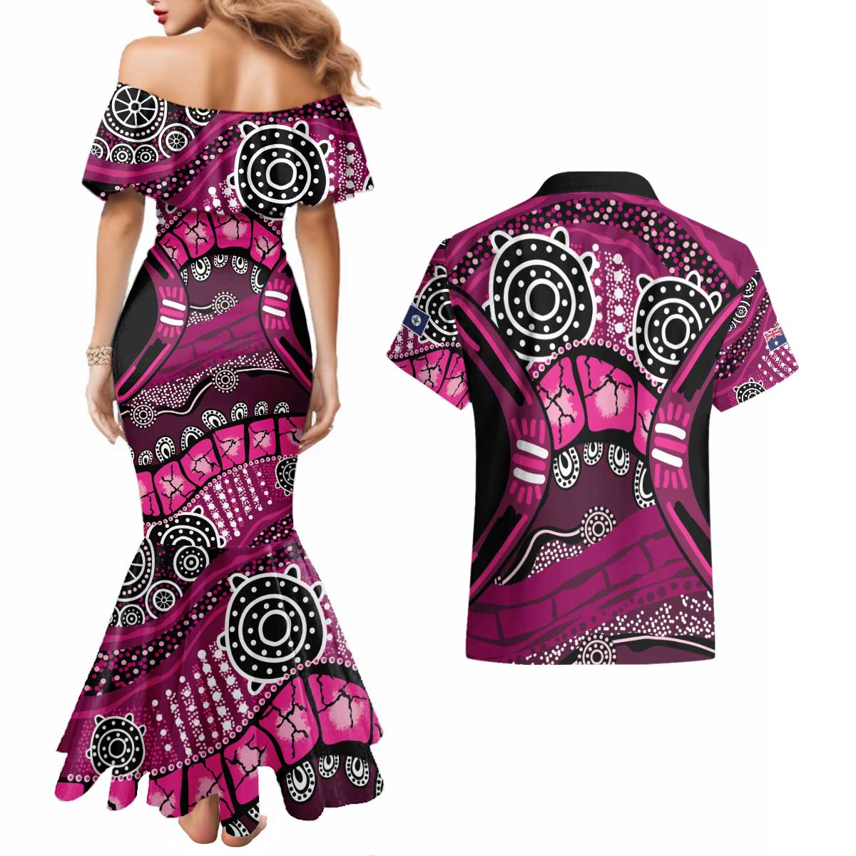 Australia Queensland Audax at Fidelis Couples Matching Mermaid Dress and Hawaiian Shirt