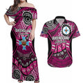 Australia Queensland Audax at Fidelis Couples Matching Off Shoulder Maxi Dress and Hawaiian Shirt